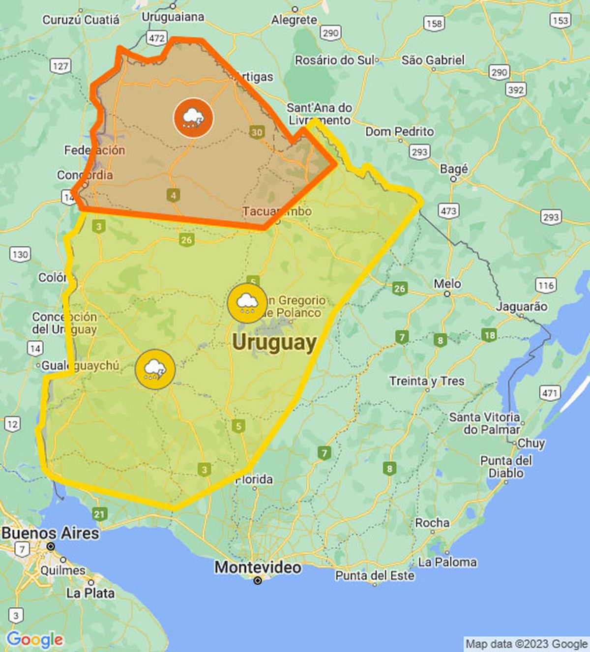 Alerta naranja de Meteorología por tormentas fuertes y lluvias intensas