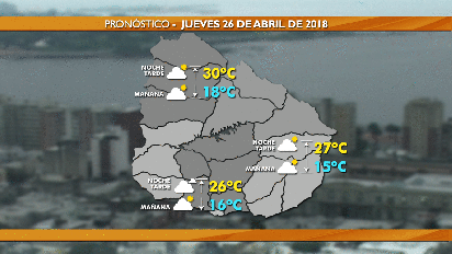 jueves con maxima de 26ºc en montevideo y de 30ºc en el norte