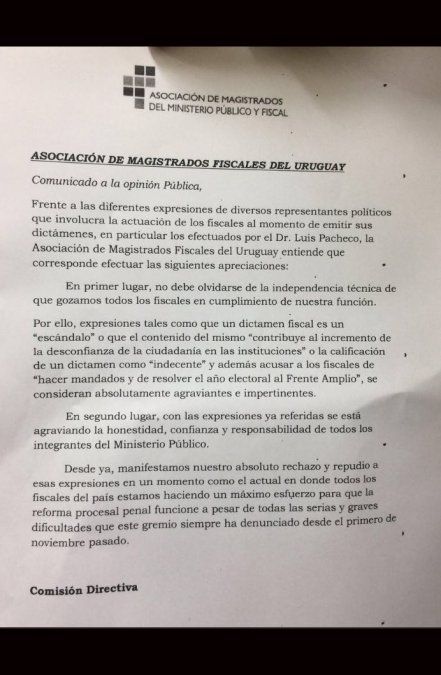 La carta pública de la Asociación de Magistrados Fiscales