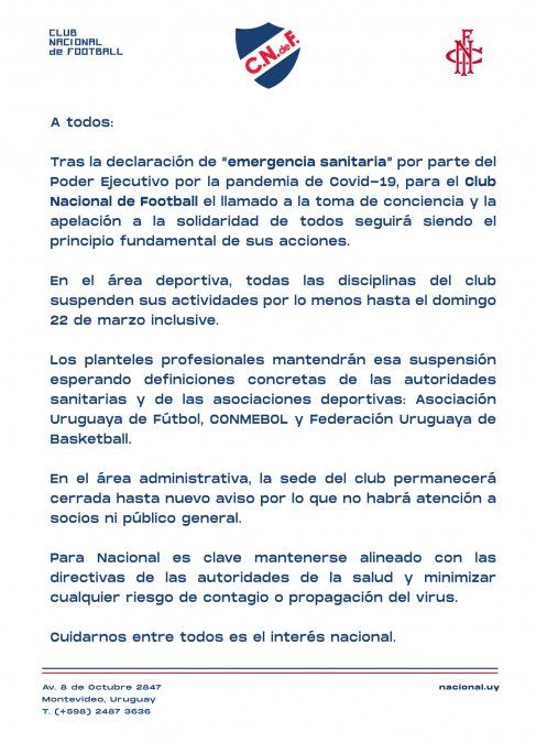 Tenfield.com » Fútbol suspendido hasta nuevo aviso