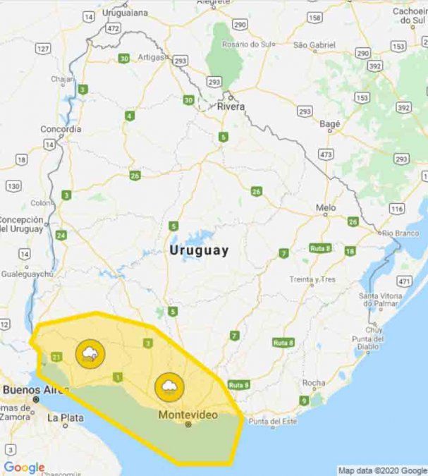 Zona bajo advertencia amarilla