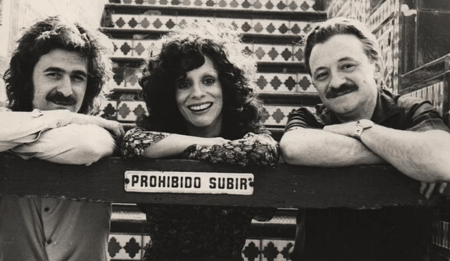 En 1979 junto a Nacha Guevara y Alberto Favero. Preparaban Nacha canta Benedetti