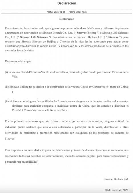 Este es el comunicado que emitió la empresa