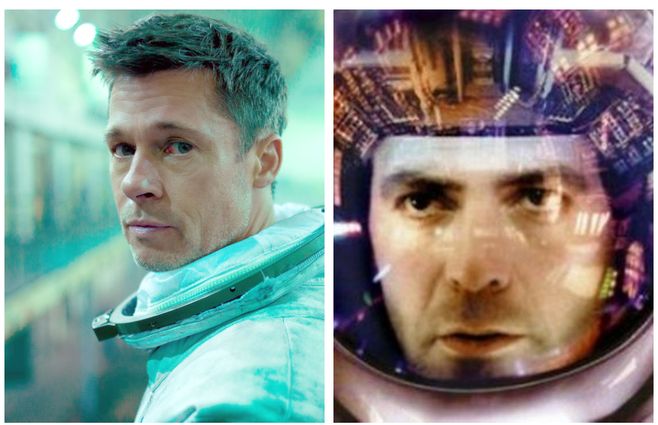 Brad Pitt en Ad Astra (2019) y George Clooney en Gravity (2013). Ambas estrellas son íntimos amigos y acostumbrar a hacerse bromas en público.