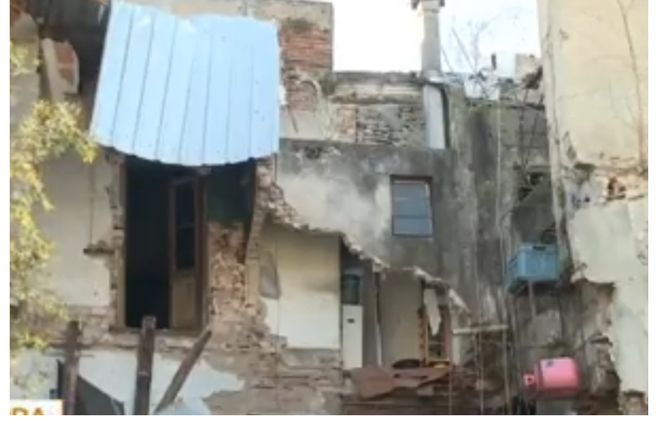 Una de las propiedades afectadas por el derrumbe.