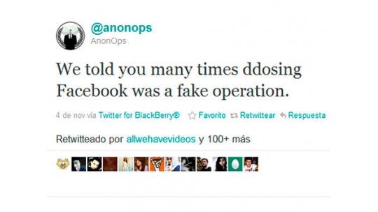 Anonymous desmiente el ataque a Facebook