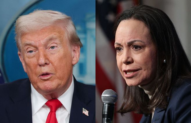 Donald Trump y Corina Machado. Foto: AFP