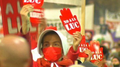 Manifestación de la Intersocial contra la Ley de Urgente Consideración, a la que se considera regresiva y punitivista