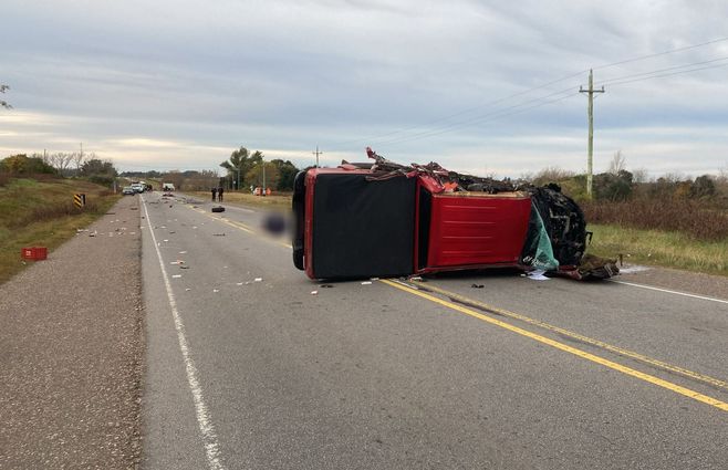Paysandú. Siniestro de tránsito fatal. Foto: Policía Caminera.