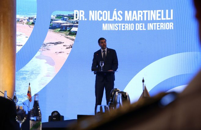 Ministro Martinelli en la apertura de la Cumbre de Ministros del Interior del Mercosur, en Montevideo. Foto: Ministerio del Interior.