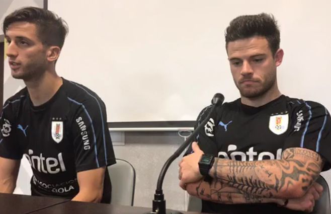 Nahitan Nández y Rodrigo Bentancur, voceros del plantel celeste en la previa al partido con Francia