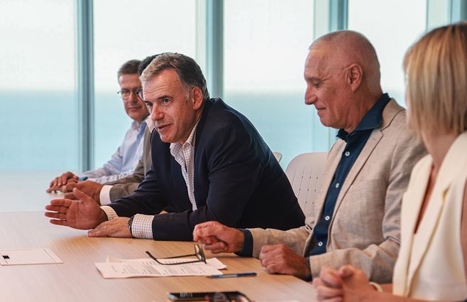 Presidente Orsi y ministro Carlos Negro, reunión del gobierno. Foto: FocoUy