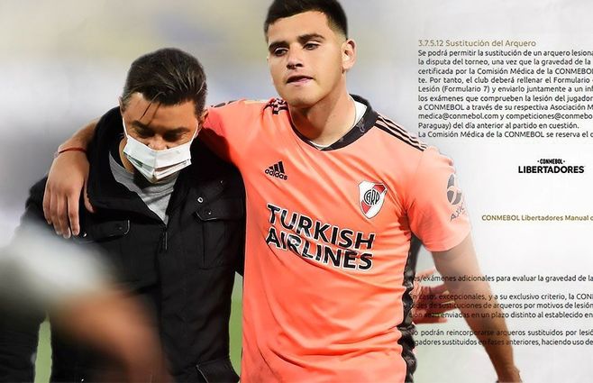El debutante Alan Díaz después de su buena actuación en el clásico es sacado del campo abrazado por Marcelo Gallardo. En el suelto, el diario deportivo Olé presenta los argumentos de River Plate para que Conmebol proteja el espectáculo y la competencia.