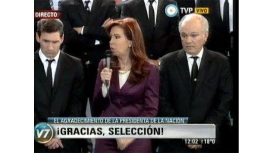 Presidenta argentina a la selección: fueron unos leones