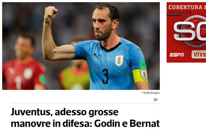 Godín en Tuttosport, una prestigiosa publicación deportiva italiana