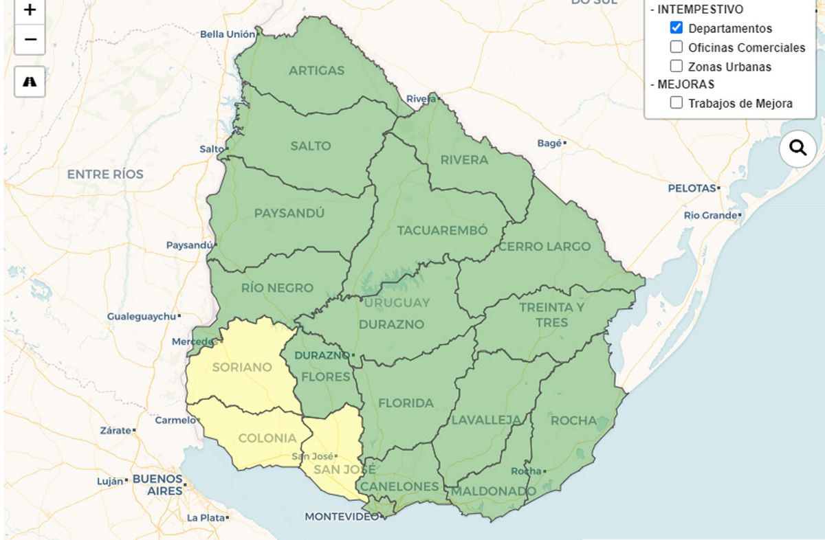 Mapa actualizado a la hora 12:30 de este miércoles. Mapa actualizado a la hora 12:30 de este miércoles.