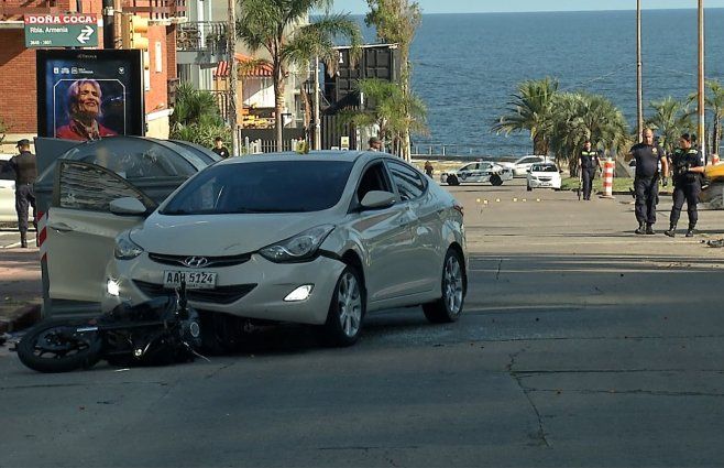 Foto: Subrayado. Escena del ataque a tiros en rambla de Buceo, en febrero de 2025.