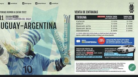 La AUF publicó los precios de las entradas para Uruguay vs Perú por  Eliminatorias