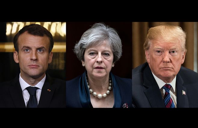 Emmanuel Macron (Francia), Theresa May (Reino Unido) y Donald Trump (Estados Unidos).