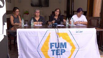 Conferencia de prensa de la Federación Uruguaya de Magisterio de Trabajadores de Educación Primaria.