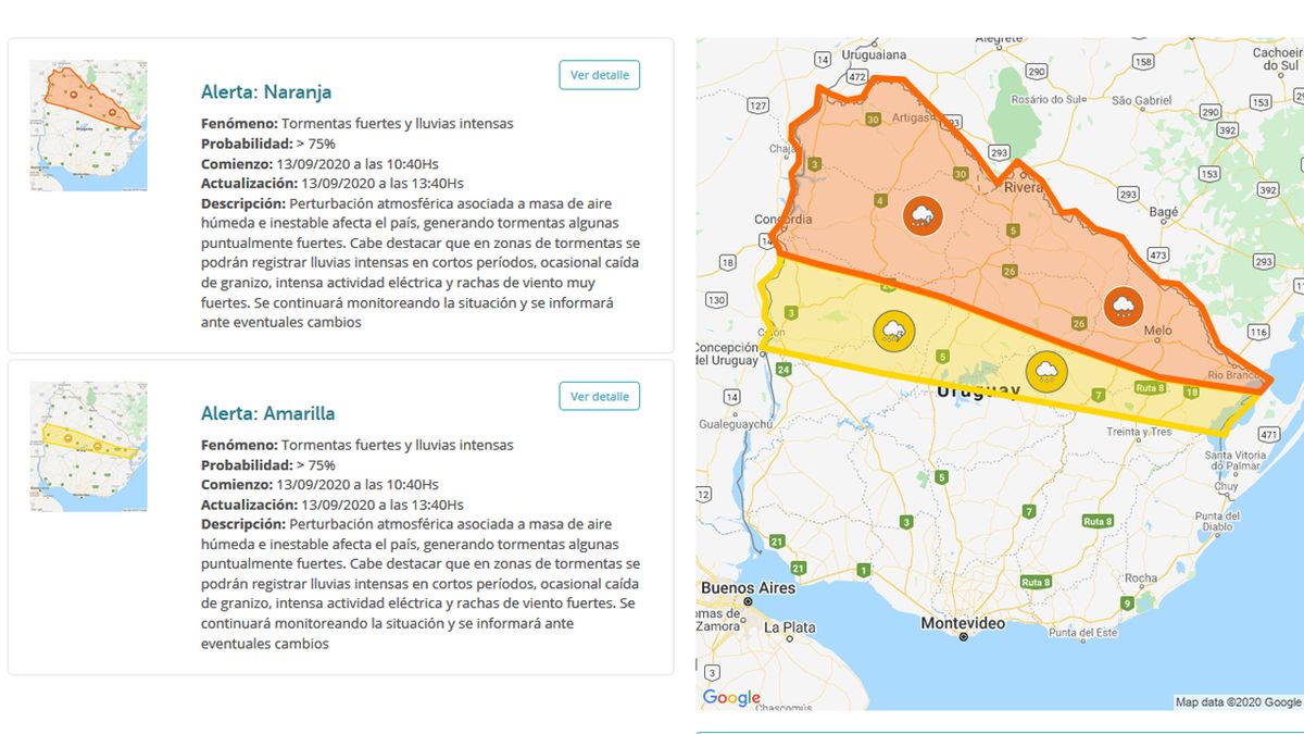 INUMET Emite Alerta Naranja Y Amarilla Para El Norte Del País