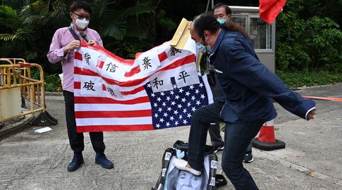 Protestas en China por la visita de Nancy Pelosi a Taiwán. Foto: AFP.