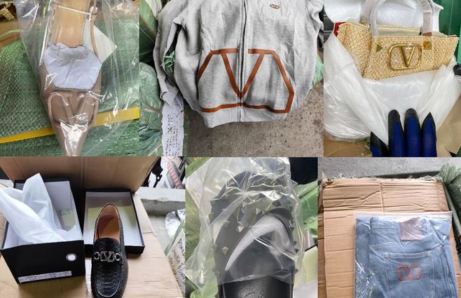 Fotos: Aduanas. Mercadería falsa de Valentino incautada.