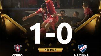 Nacional cayó ante Cerro Porteño que quedó como único lider del grupo E