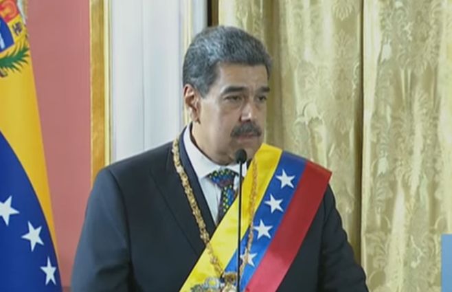 Nicolás Maduro tras asumir su tercer período de gobierno consecutivo. Foto: captura de pantalla del canal Telesur