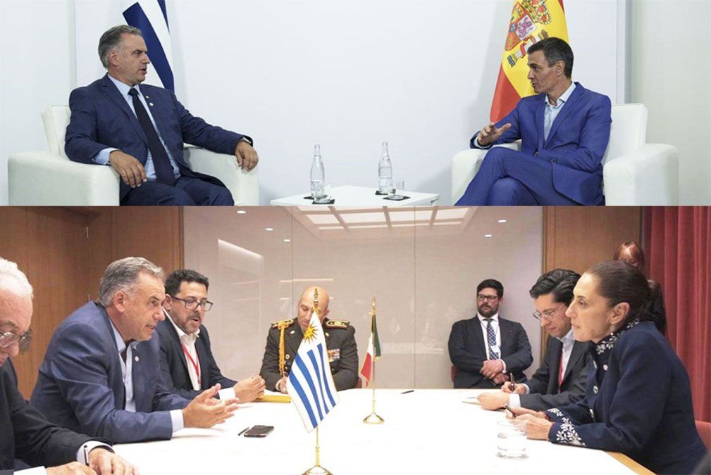 Barcelona: Orsi mantuvo reuniones bilaterales con Pedro Sánchez y Claudia Sheinbaum