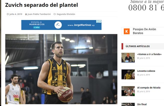 El portal Basquet Caliente identifica a Mariano Zuvich como el responsable de la conducta antideportiva