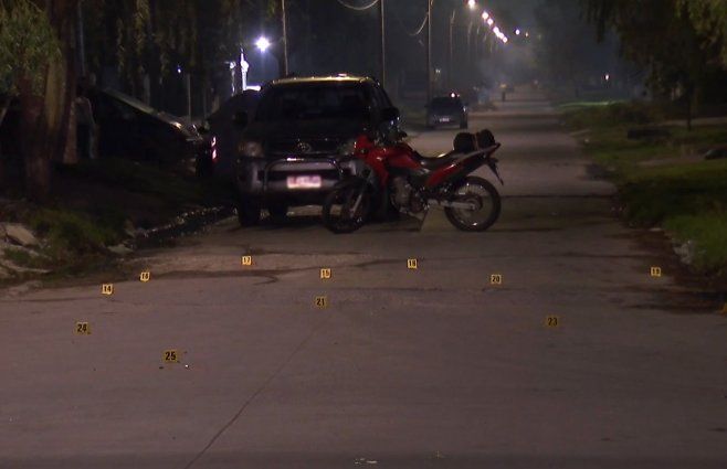 Escena del ataque a tiros en la Cruz de Carrasco.