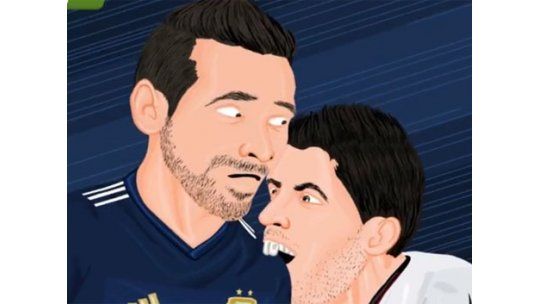 Suárez se metió en la final del Mundo como dibujito animado