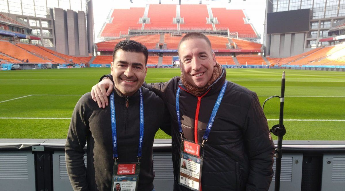 Mauro Mas y Rodrigo Romano en el estadio de Ekaterimburgo