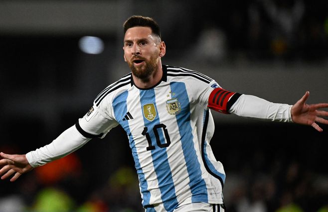 Messi festeja, una vez más, un gol para Argentina. AFP.