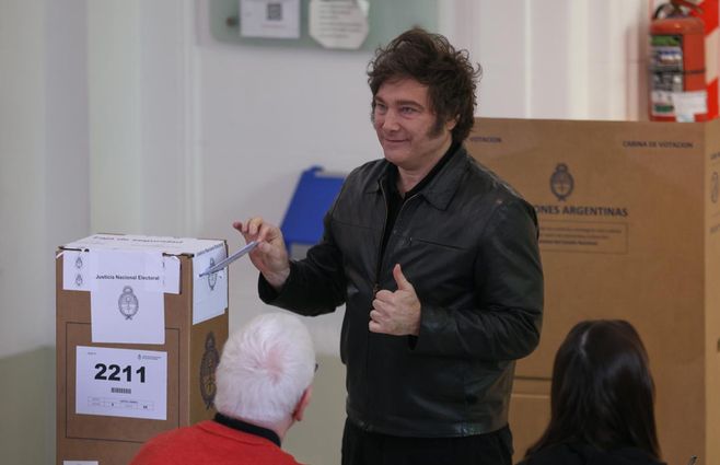 Milei en su votación. Foto: Foco UY
