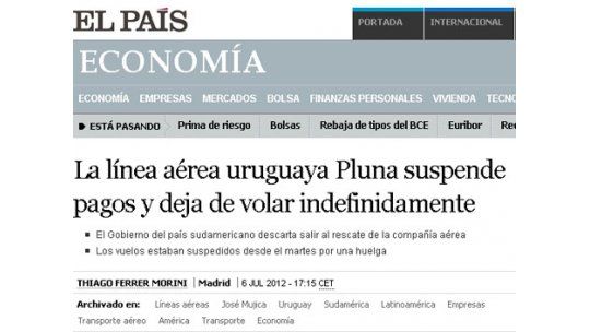 Los medios del mundo hablan de Pluna