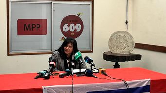 La médica personal de Mujica, Raquel Panone, en una conferencia de prensa desde la sede del MPP.