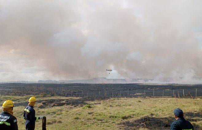 Incendio de campo en Rocha, cerca de Lascano. (Foto: enviada al corresponsal de Subrayado Willan Dialutto).
