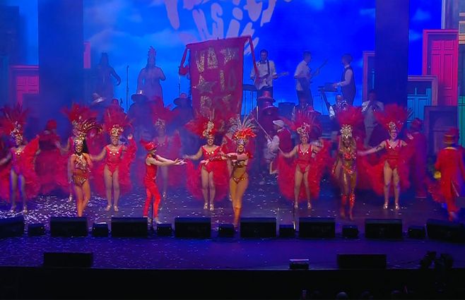 Carnaval 2025, comparsa Valores. Foto: captura de pantalla de la transmisión oficial por TV.