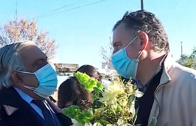 Orsi con el intendente Lafluf en Paysandú esta mañana de lunes