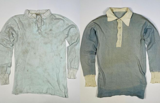 A la izquierda, la camiseta de 1930. A la derecha, la camiseta de 1924.&nbsp;&nbsp;