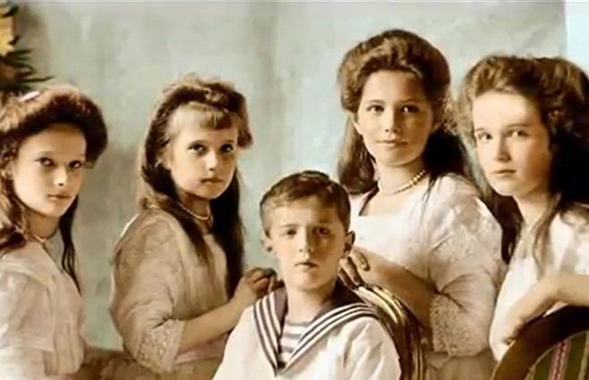 Foto coloreada de los niños Romanov.