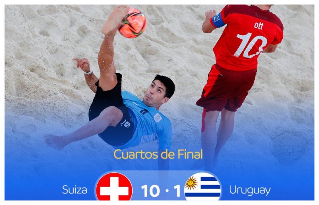 Uruguay fue goleado por Suiza 10-1 y quedó eliminado del Mundial de fútbol  playa de Rusia