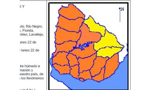 Alerta Naranja para este lunes por tormentas fuertes