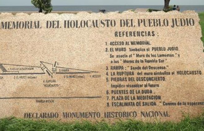 Memorial del Holocausto del Pueblo Judío en la rambla de Montevideo. Foto: portal Turismo Judaico.