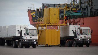 Exportaciones de celulosa desde el puerto de Montevideo.&nbsp;