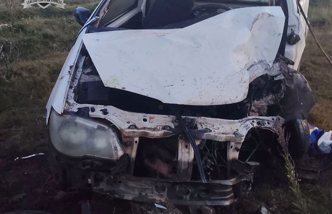 La camioneta del accidente fatal en ruta 7, Cerro Largo. Foto: Policía Caminera.
