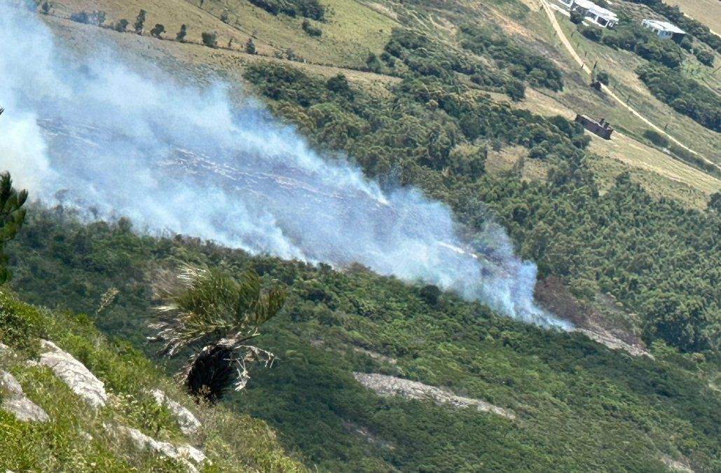 Foto cedida a Subrayado. Incendio en el Cerro Pan de Azúcar, en Maldonado. Foto cedida a Subrayado. Incendio en el Cerro Pan de Azúcar, en Maldonado.