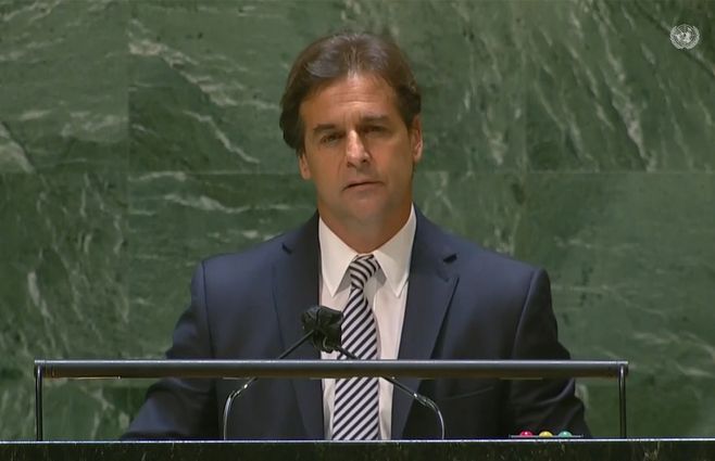 Lacalle Pou en la Asamblea General de la ONU de 2021.